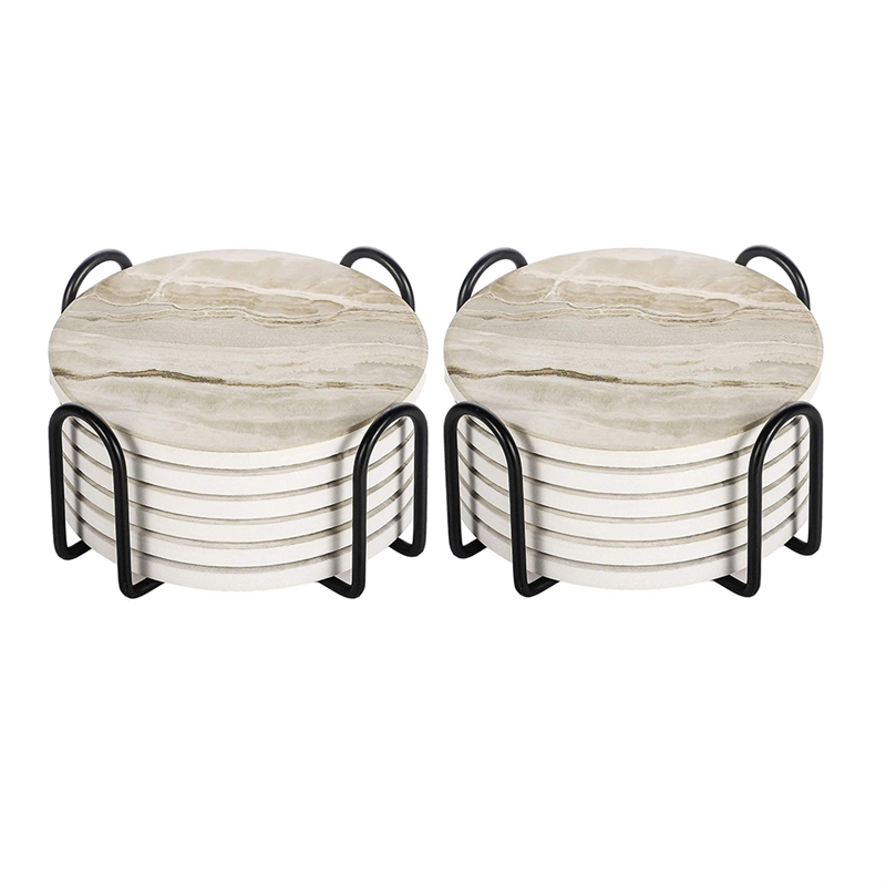 Marble Coaster Set - AT05-Absorberende onderzettersets Marmeren stijl onderzetter geschikt