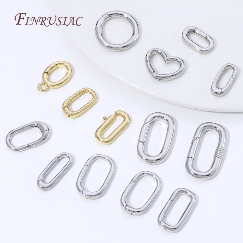Gold Plated Jewelry - 18K vergulde ovale veerring sluitingen, paperclip