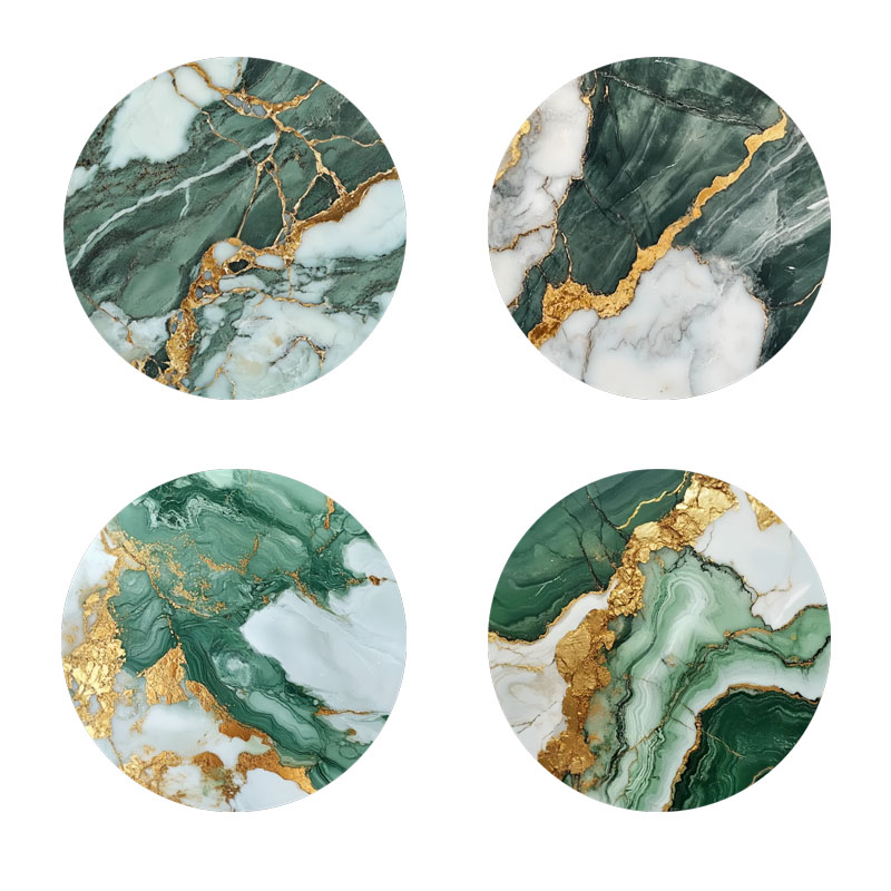 Marble Coaster Set - 4 stuks marmeren onderzetters met patroonprint,