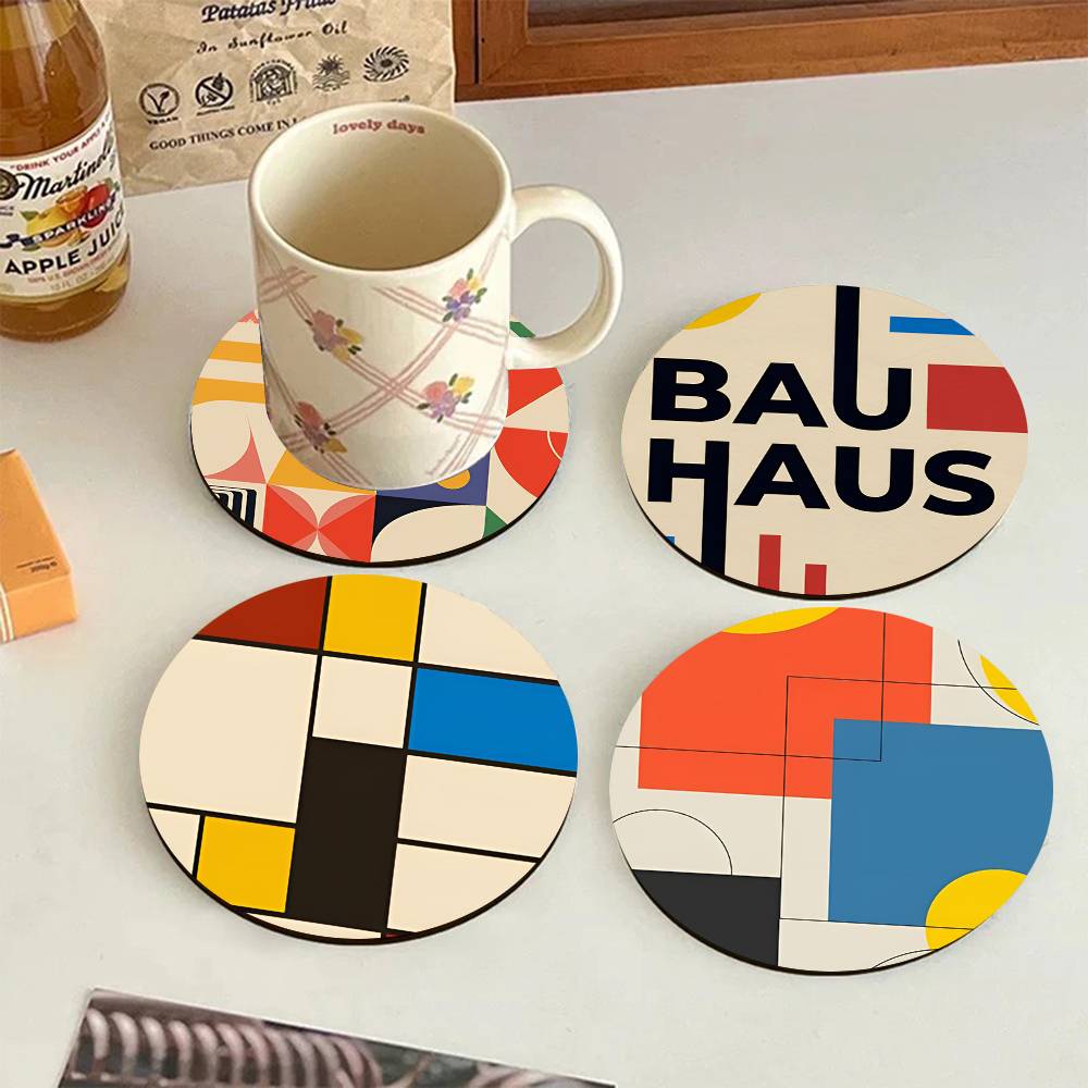 Abstracte Bauhaus ronde houten - Marble Coaster Set recensie en prijs