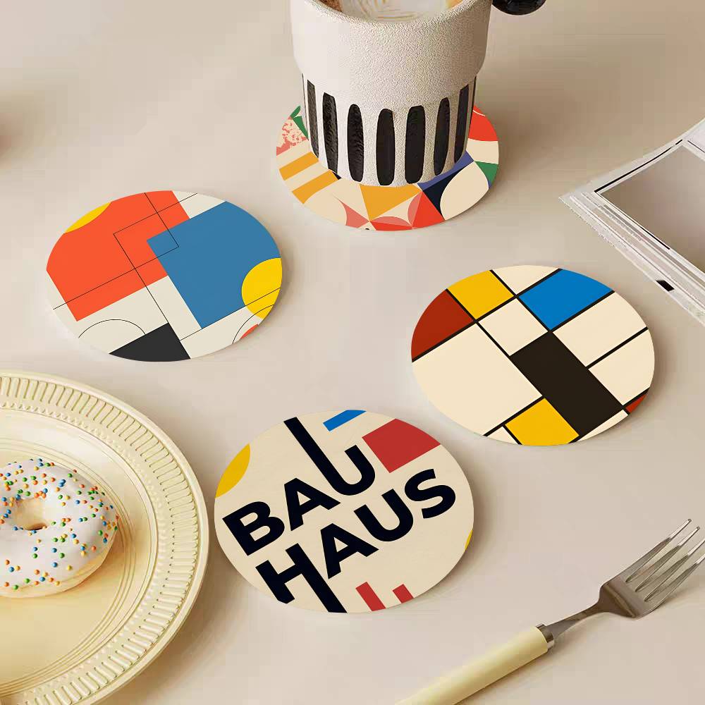 Abstracte Bauhaus ronde houten - Marble Coaster Set recensie en prijs