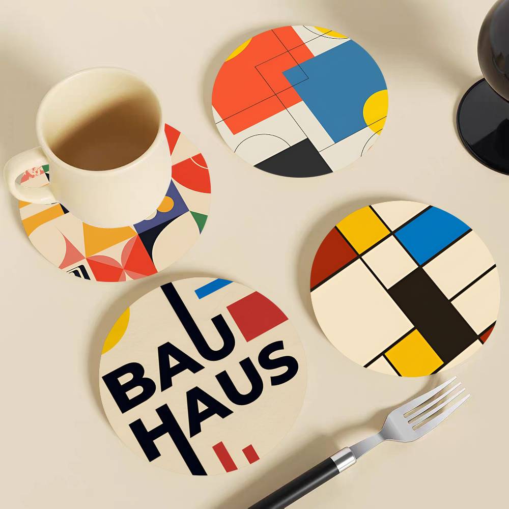Abstracte Bauhaus ronde houten - Marble Coaster Set recensie en prijs